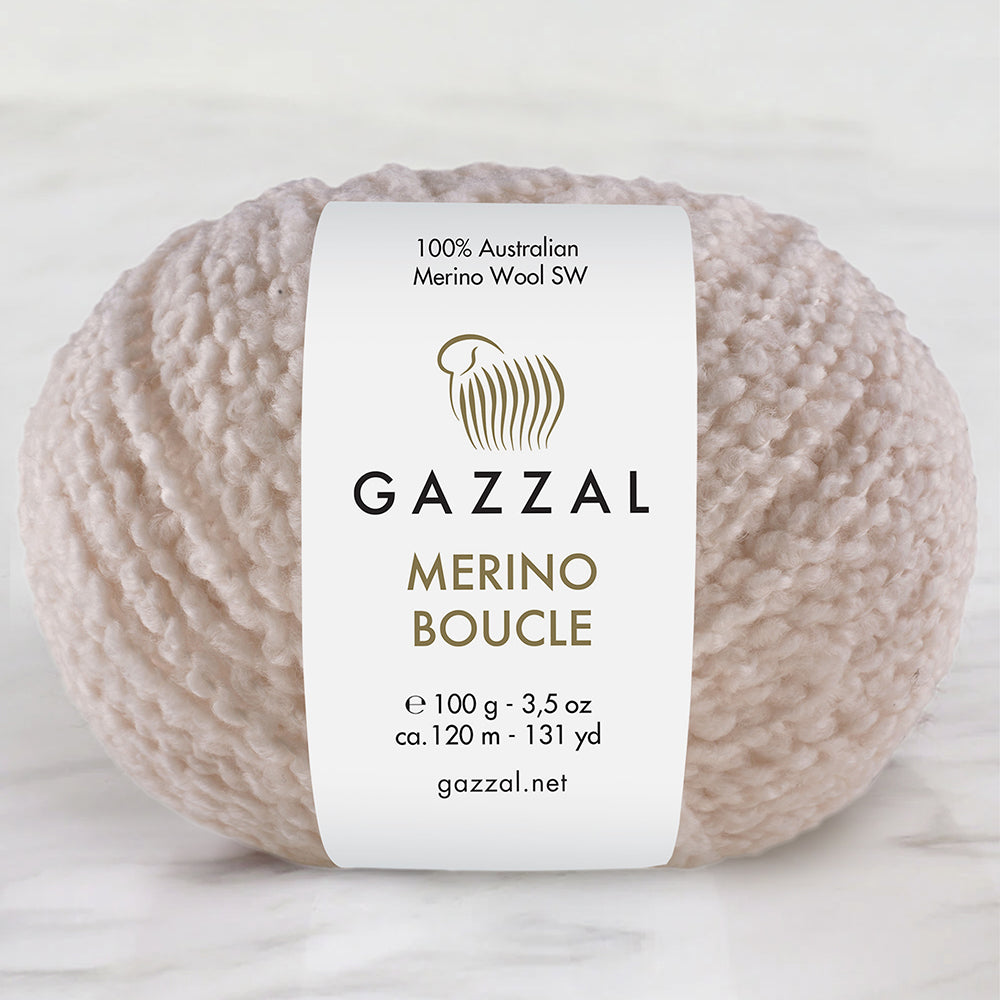 Gazzal Merino Boucle Krem El Örgü İpi- 3764